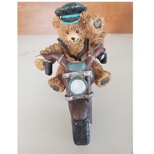 Vintage Bear on Motorcycle Biker Figurine, Jenkins Enterprises Harley